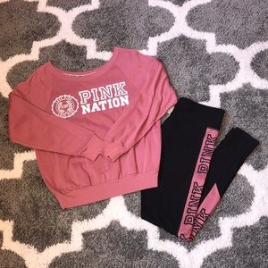 Pink sweatshirt, with matching leggings set!